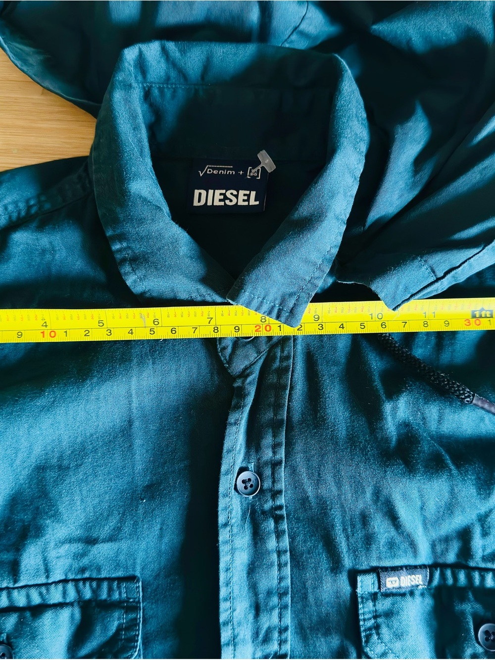 Diesel Blue-Teal Hooded Lightweight Shirt Jacket - Picture 7 of 9